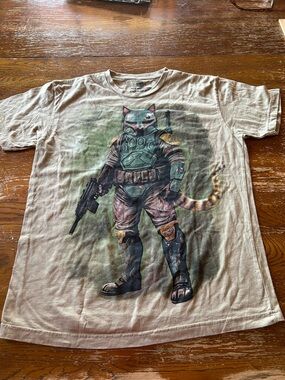 The Mountain Beige Tee with Green and Black Graphic